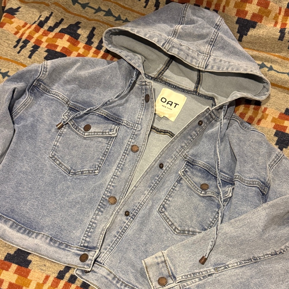 Oat New York Light Blue Denim Jacket with Hood